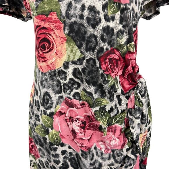 Robbie Bee Womens Floral Animal Print Jersey Knit Stretch Knee Length Dress sz M - Picture 6 of 16